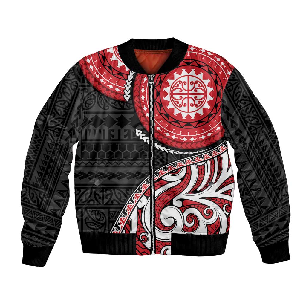 New Zealand Red Maori Koru Simple Style Bomber Jacket LT05 Unisex Red - Polynesian Pride