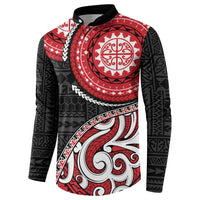 New Zealand Red Maori Koru Simple Style Button Sweatshirt