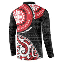 New Zealand Red Maori Koru Simple Style Button Sweatshirt