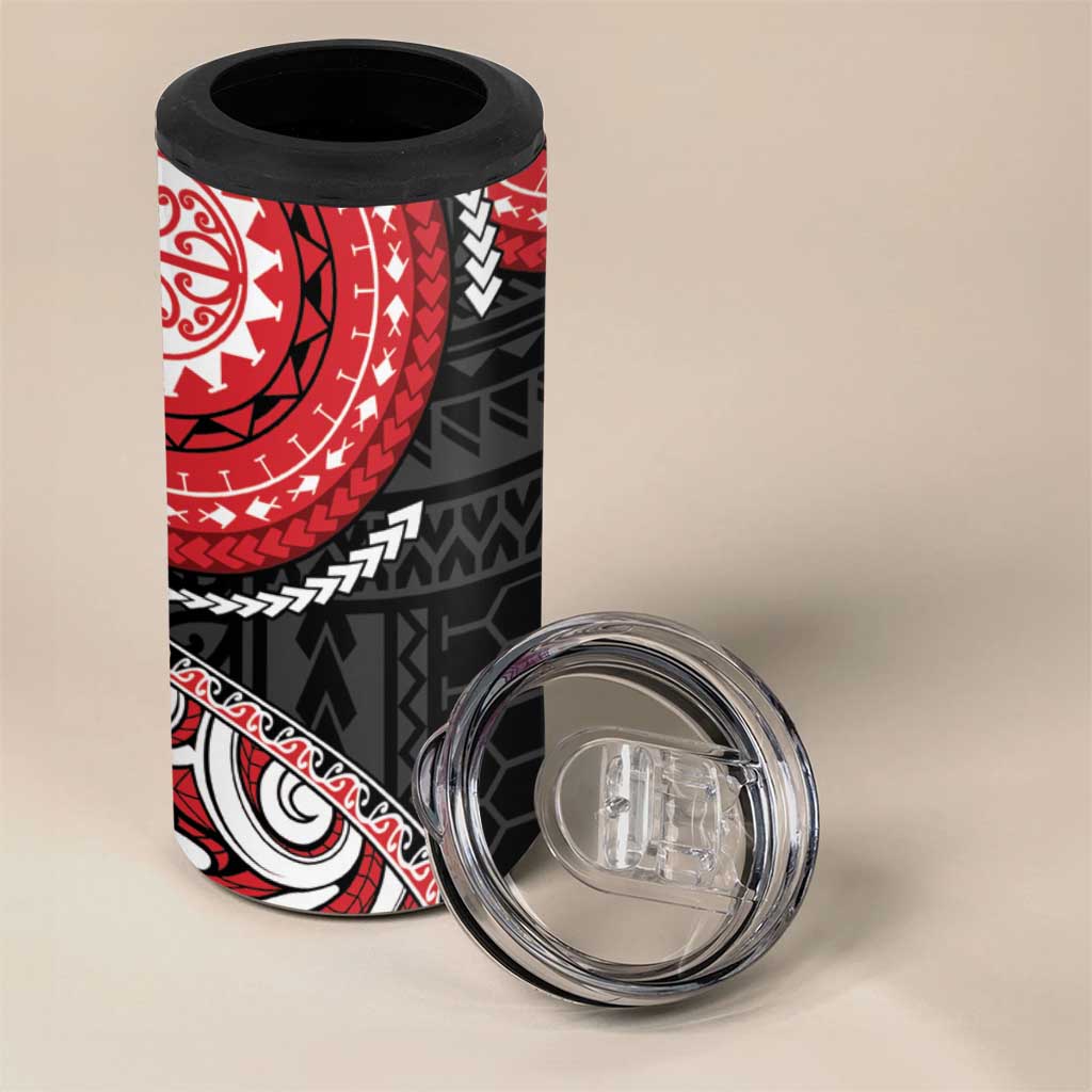 New Zealand Red Maori Koru Simple Style 4 in 1 Can Cooler Tumbler LT05 - Polynesian Pride