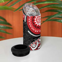 New Zealand Red Maori Koru Simple Style 4 in 1 Can Cooler Tumbler LT05 - Polynesian Pride