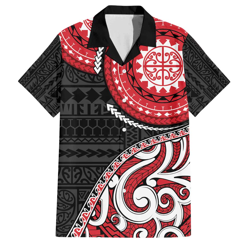 New Zealand Red Maori Koru Simple Style Family Matching Long Sleeve Bodycon Dress and Hawaiian Shirt