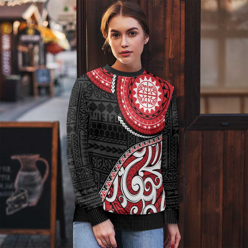New Zealand Red Maori Koru Simple Style Ugly Christmas Sweater