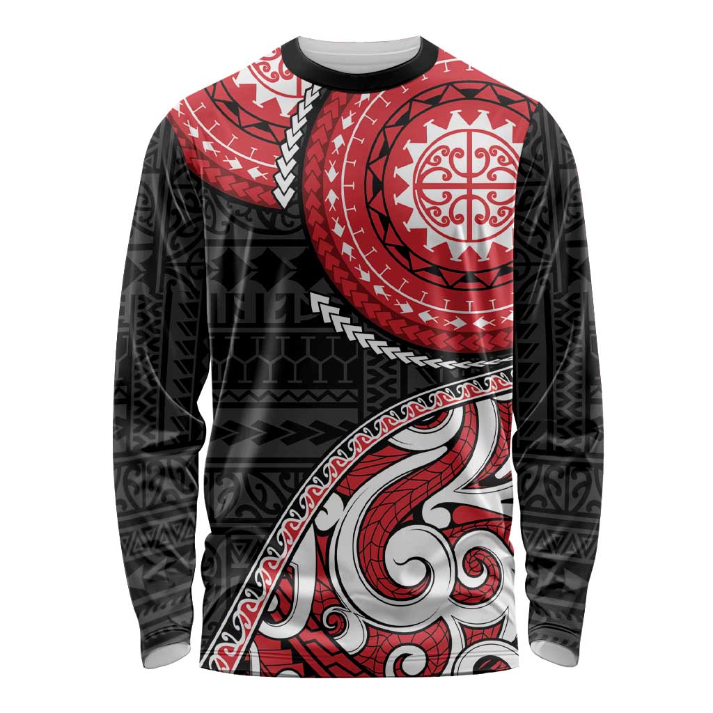 New Zealand Red Maori Koru Simple Style Long Sleeve Shirt LT05 Unisex Red - Polynesian Pride