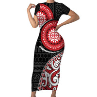 New Zealand Red Maori Koru Simple Style Short Sleeve Bodycon Dress LT05 Long Dress Red - Polynesian Pride