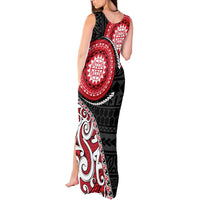 New Zealand Red Maori Koru Simple Style Tank Maxi Dress LT05 - Polynesian Pride