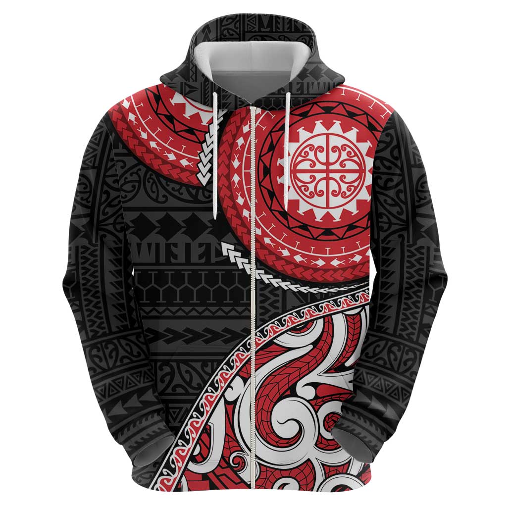 New Zealand Red Maori Koru Simple Style Zip Hoodie LT05 - Polynesian Pride
