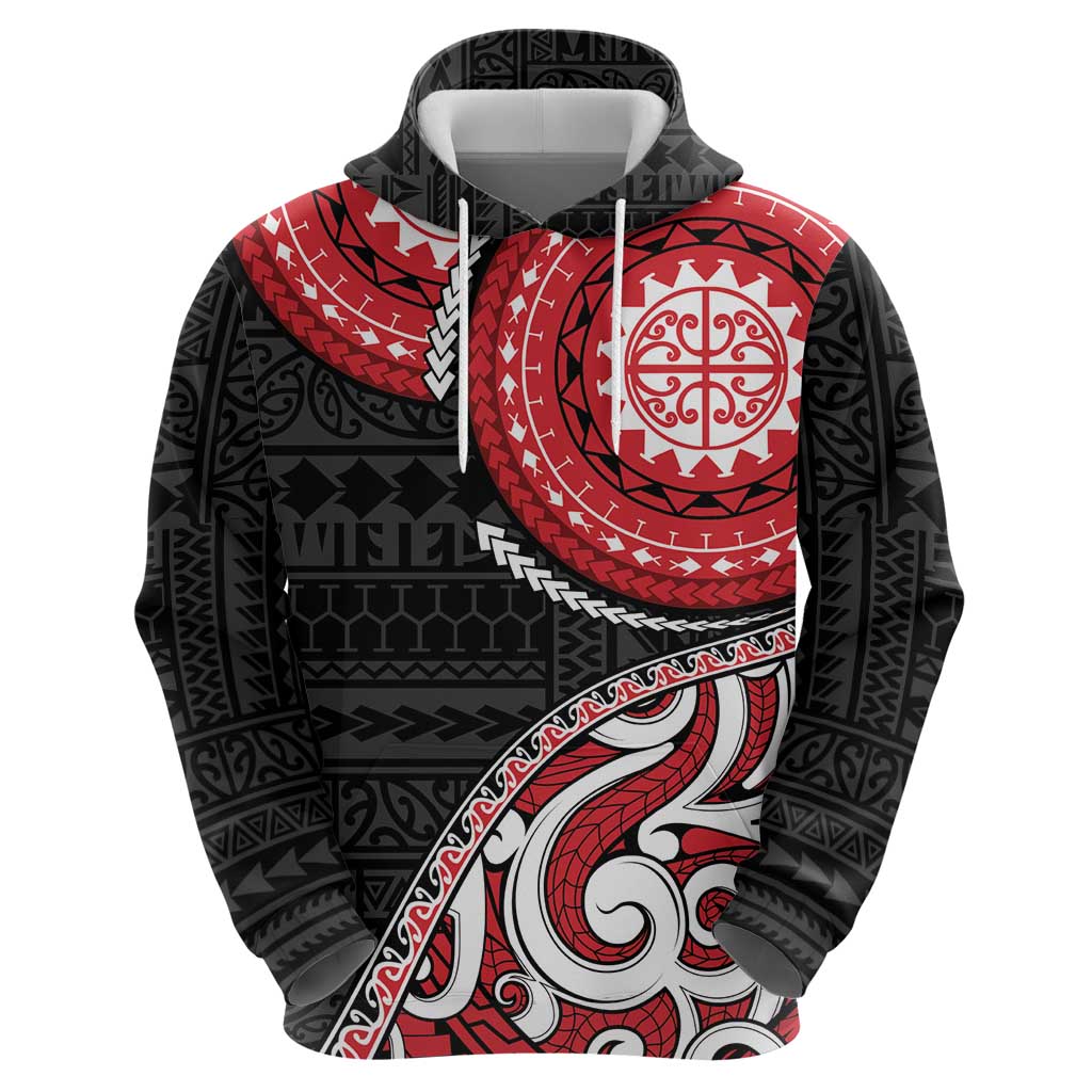 New Zealand Red Maori Koru Simple Style Zip Hoodie LT05 - Polynesian Pride