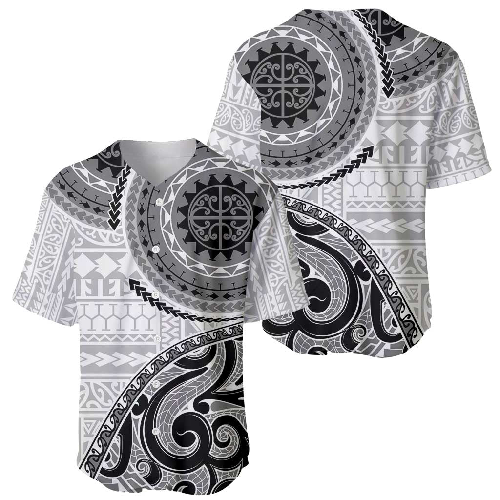 New Zealand White Maori Koru Simple Style Baseball Jersey LT05 - Polynesian Pride