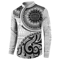 New Zealand White Maori Koru Simple Style Button Sweatshirt LT05 - Polynesian Pride