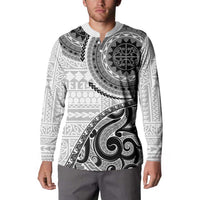 New Zealand White Maori Koru Simple Style Button Sweatshirt LT05 - Polynesian Pride