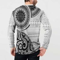 New Zealand White Maori Koru Simple Style Button Sweatshirt LT05 - Polynesian Pride