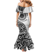 New Zealand White Maori Koru Simple Style Mermaid Dress LT05 - Polynesian Pride