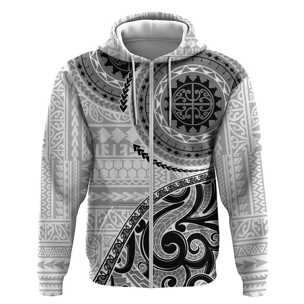 New Zealand White Maori Koru Simple Style Zip Hoodie LT05 Zip Hoodie White - Polynesian Pride