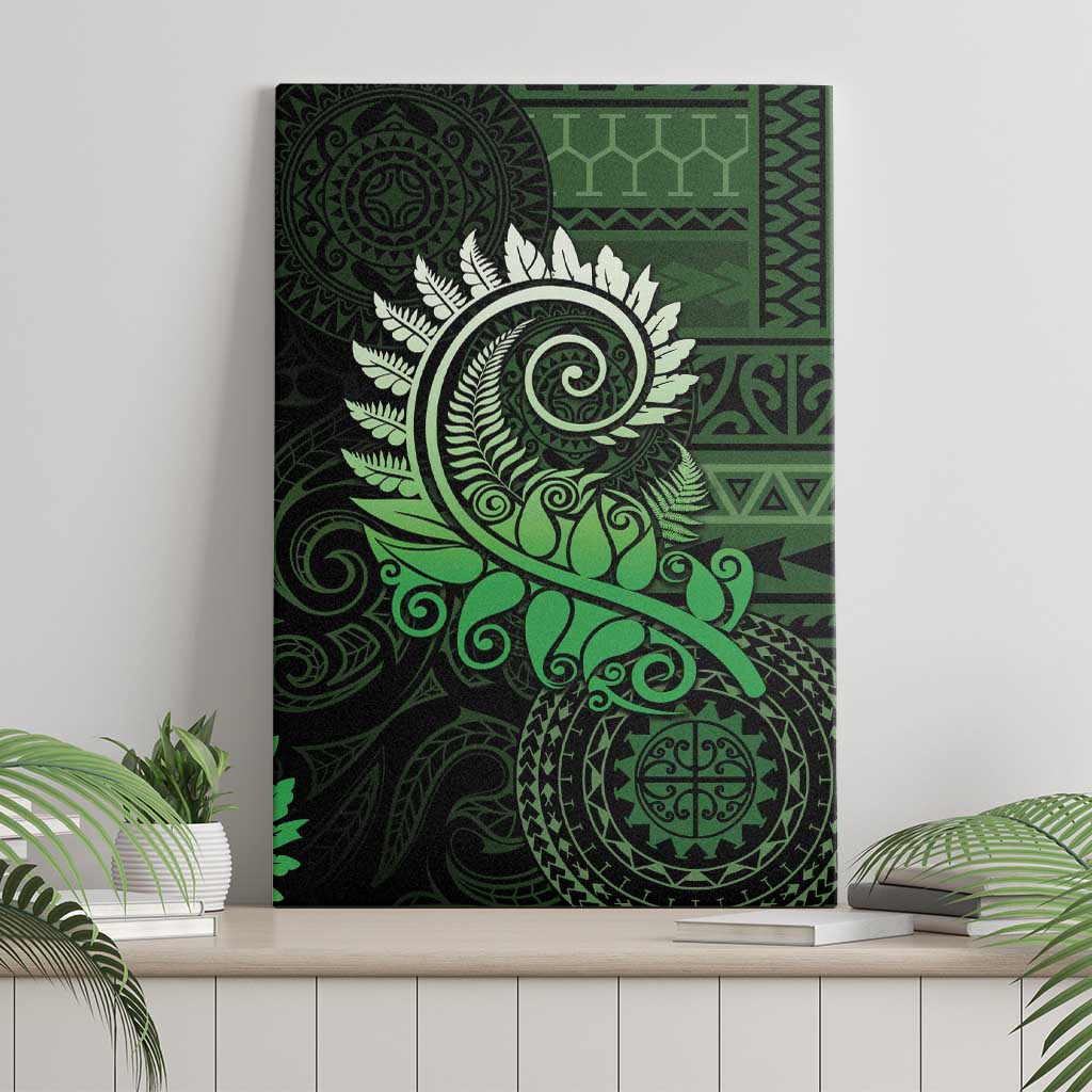 New Zealand Maori Koru Fern Canvas Wall Art Spiral Polynesian Style Green