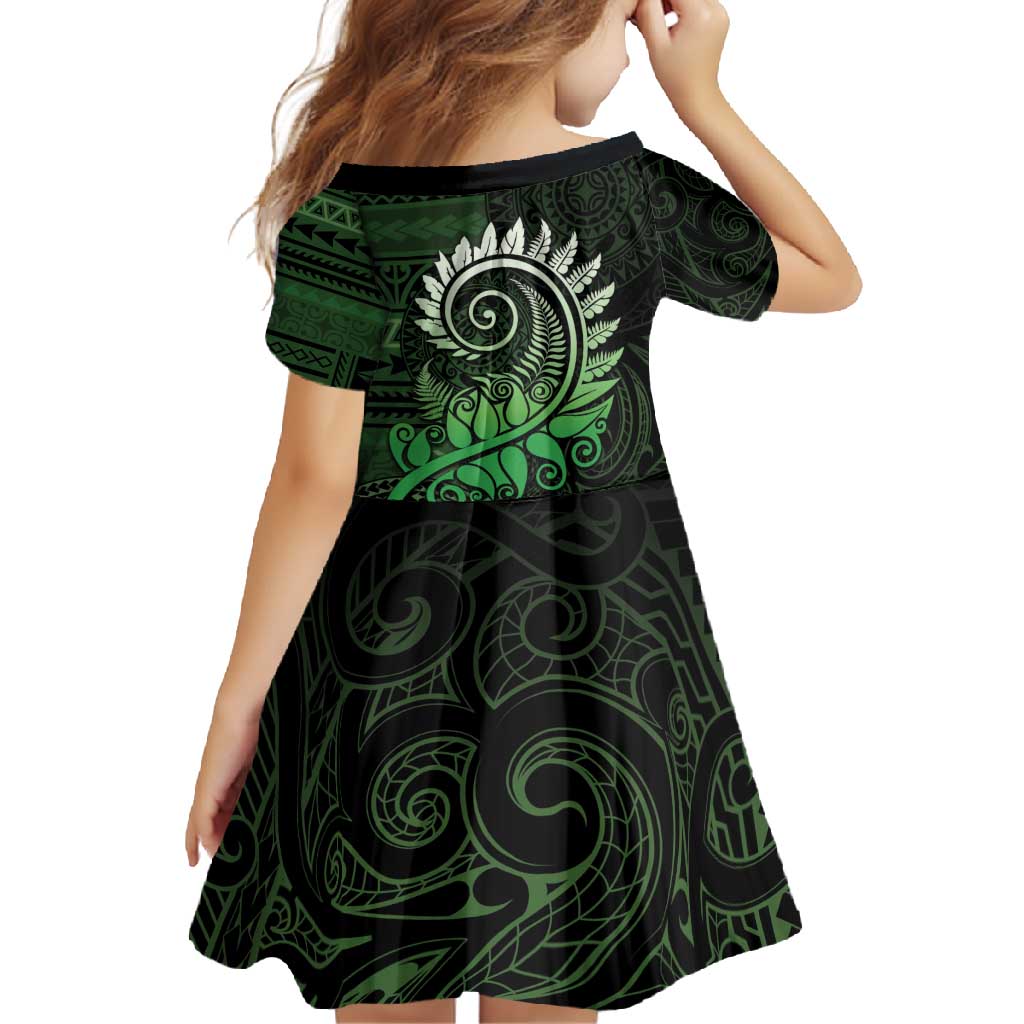 New Zealand Maori Koru Fern Family Matching Mermaid Dress and Hawaiian Shirt Spiral Polynesian Style Green