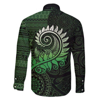 New Zealand Maori Koru Fern Family Matching Puletasi and Hawaiian Shirt Spiral Polynesian Style Green