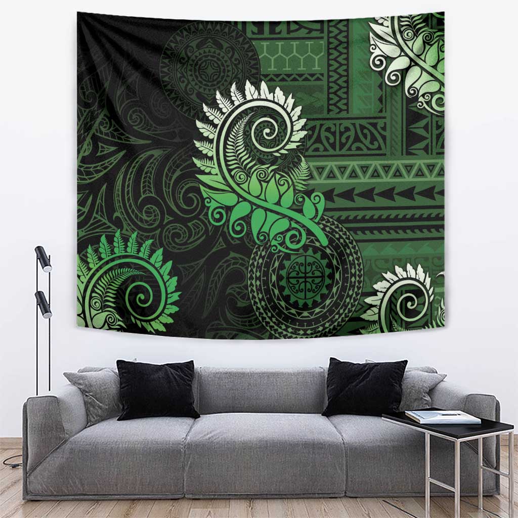 New Zealand Maori Koru Fern Tapestry Spiral Polynesian Style Green LT05 Green - Polynesian Pride