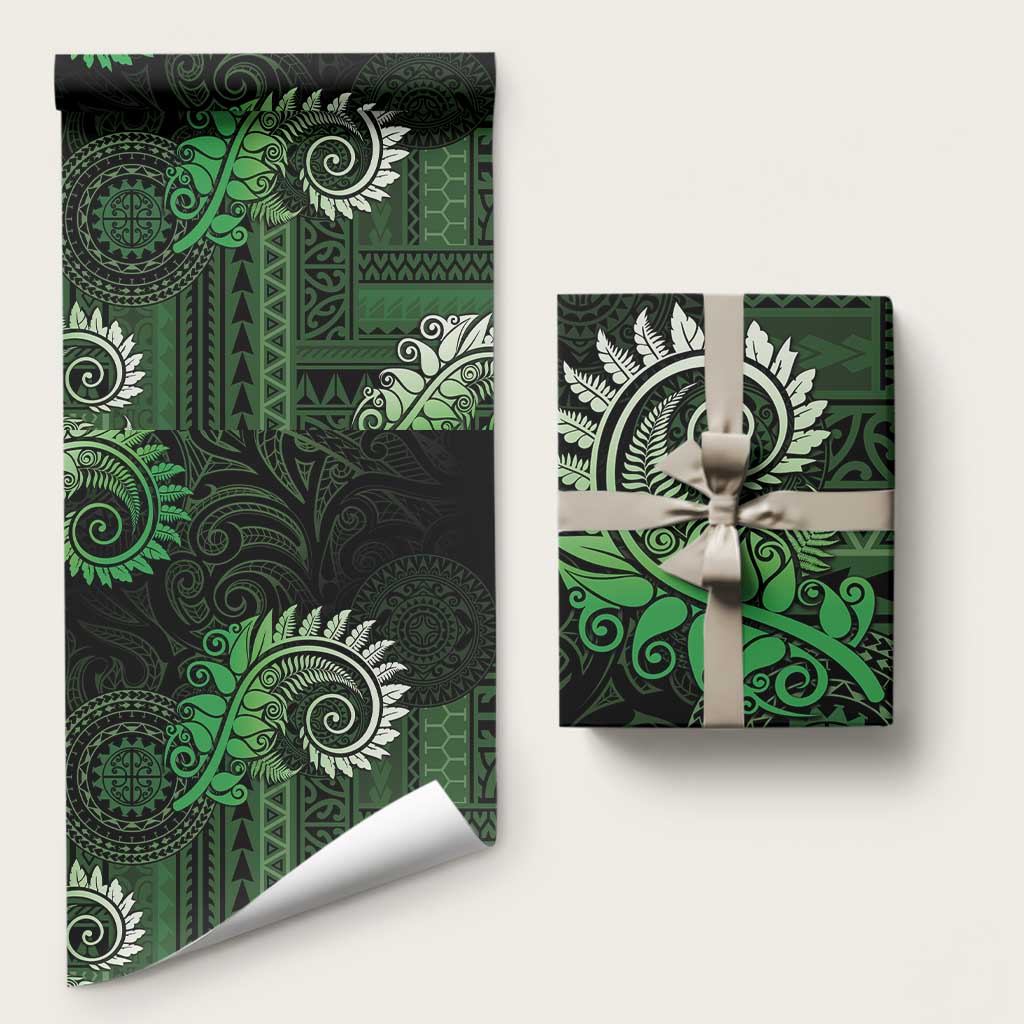 New Zealand Maori Koru Fern Wrapping Paper Spiral Polynesian Style Green - Polynesian Pride