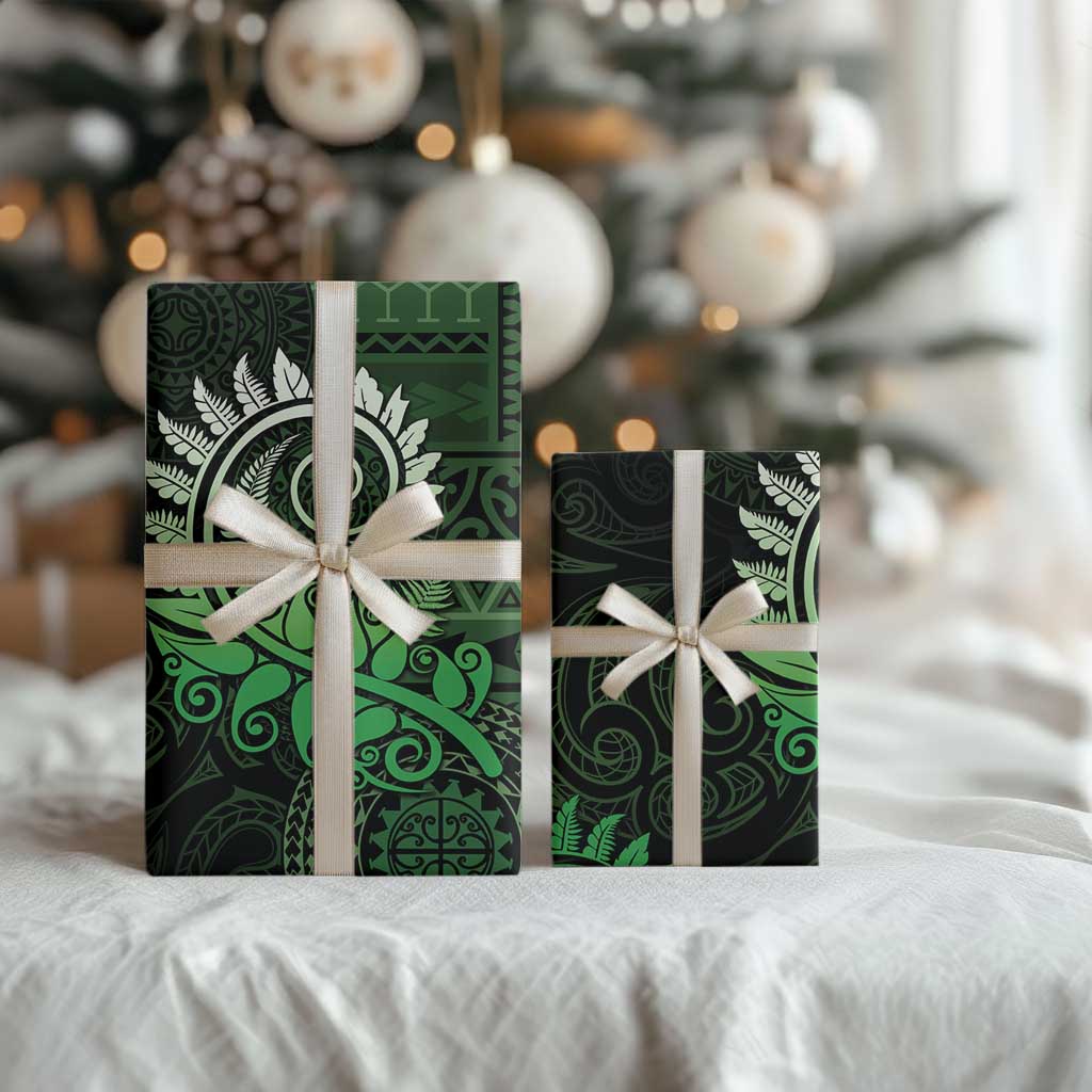 New Zealand Maori Koru Fern Wrapping Paper Spiral Polynesian Style Green - Polynesian Pride