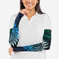 New Zealand Maori Koru Fern Arm Sleeves Spiral Polynesian Style Aqua Gradient - Polynesian Pride
