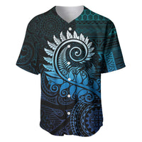 New Zealand Maori Koru Fern Baseball Jersey Spiral Polynesian Style Aqua Gradient LT05 Aqua - Polynesian Pride