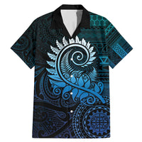 New Zealand Maori Koru Fern Family Matching Mermaid Dress and Hawaiian Shirt Spiral Polynesian Style Aqua Gradient