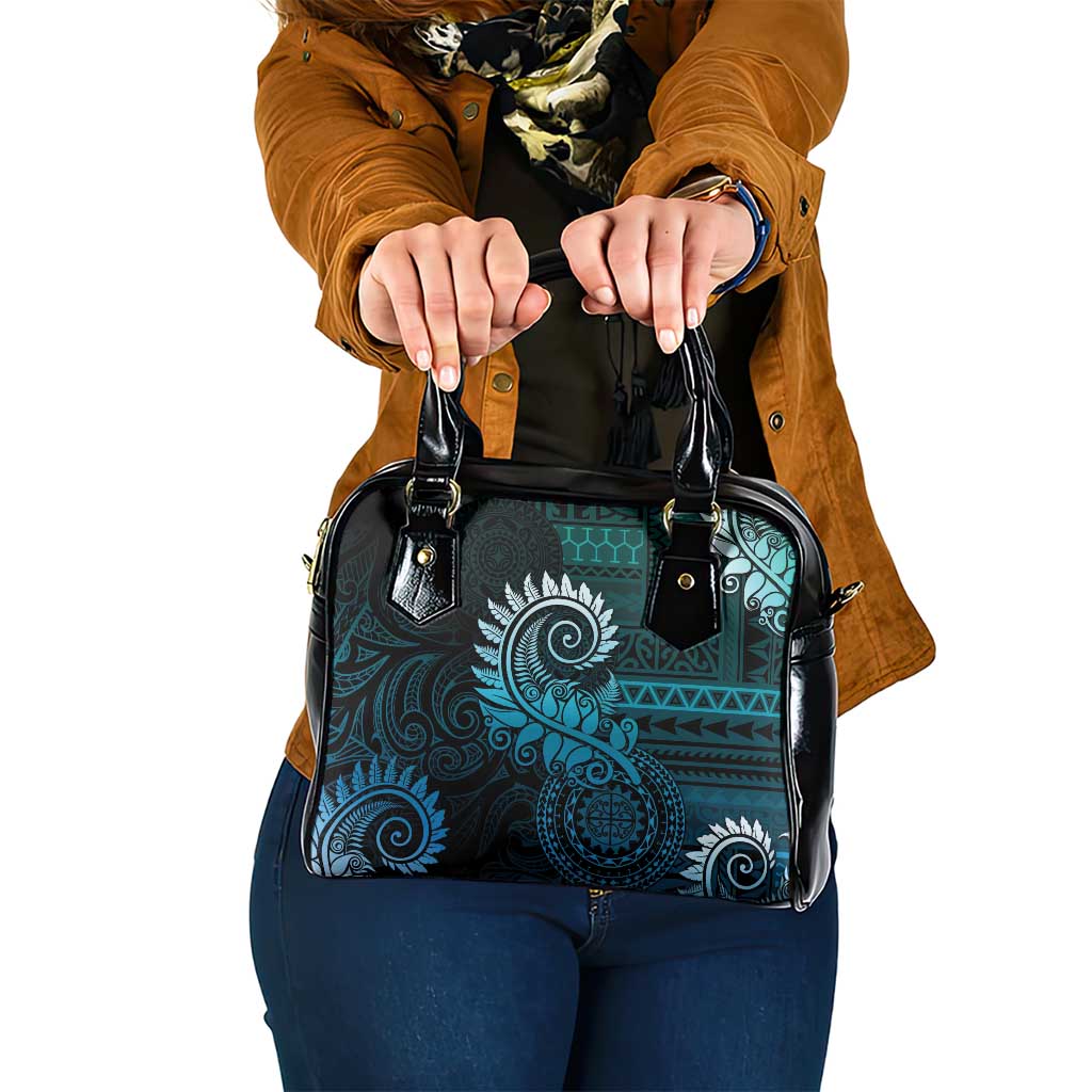 New Zealand Maori Koru Fern Shoulder Handbag Spiral Polynesian Style Aqua Gradient LT05 One Size Aqua - Polynesian Pride