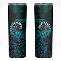 New Zealand Maori Koru Fern Skinny Tumbler Spiral Polynesian Style Aqua Gradient