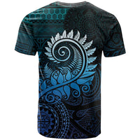 New Zealand Maori Koru Fern T Shirt Spiral Polynesian Style Aqua Gradient