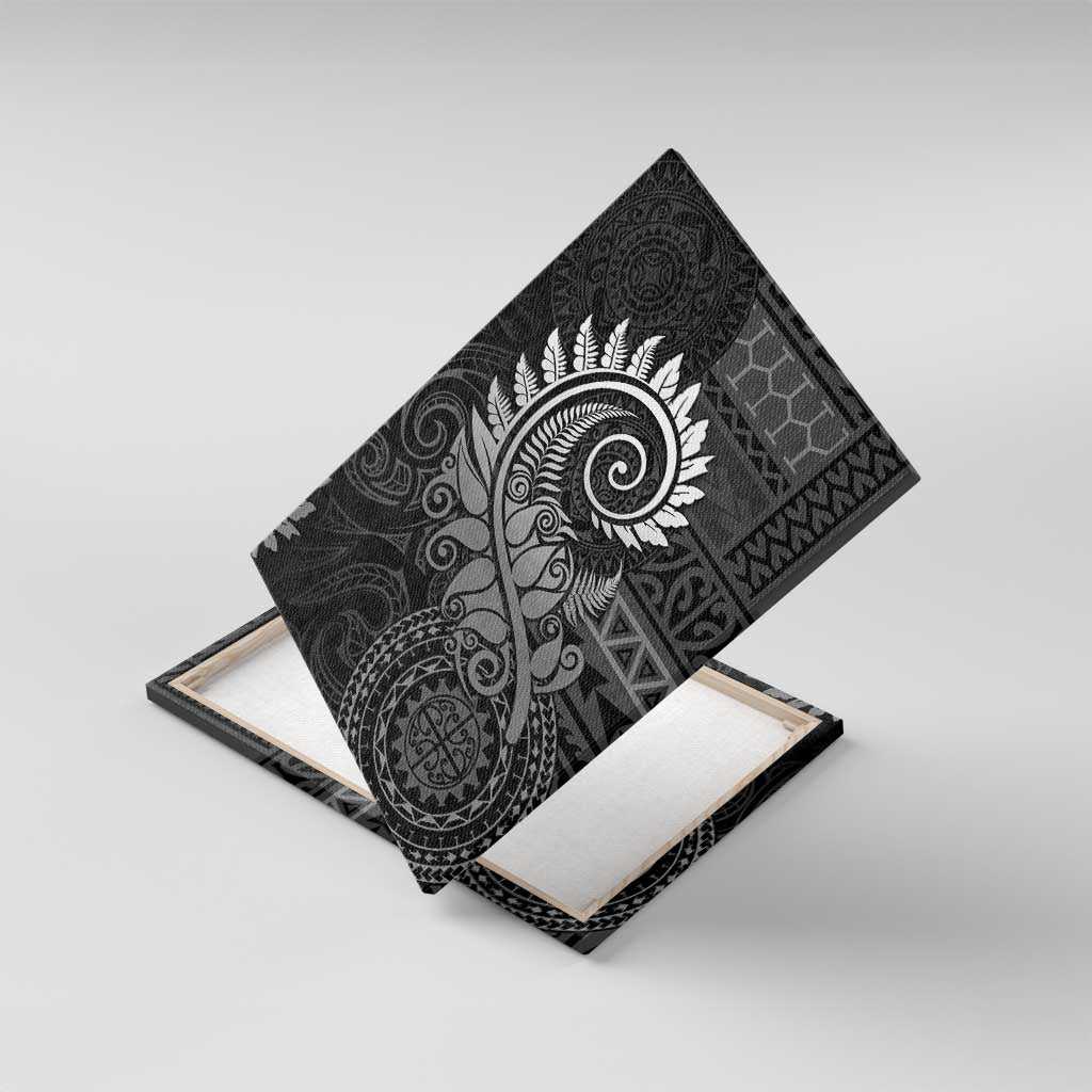 New Zealand Maori Koru Fern Canvas Wall Art Spiral Polynesian Style Gray