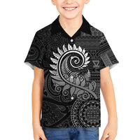 New Zealand Maori Koru Fern Family Matching Summer Maxi Dress and Hawaiian Shirt Spiral Polynesian Style Gray