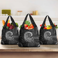 New Zealand Maori Koru Fern Grocery Bag Spiral Polynesian Style Gray LT05 3-pack One Size Gray - Polynesian Pride