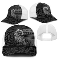 New Zealand Maori Koru Fern Mesh Trucker Cap Spiral Polynesian Style Gray - Polynesian Pride