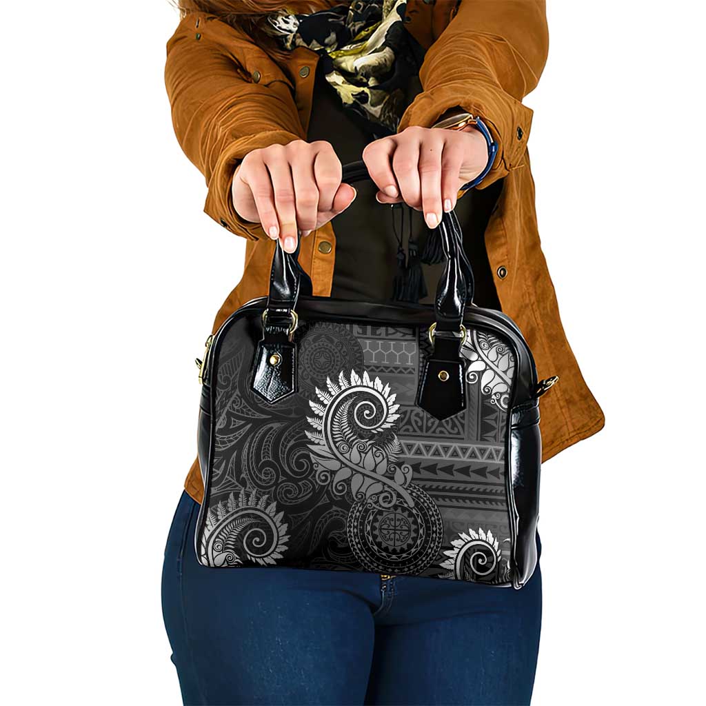 New Zealand Maori Koru Fern Shoulder Handbag Spiral Polynesian Style Gray LT05 One Size Gray - Polynesian Pride