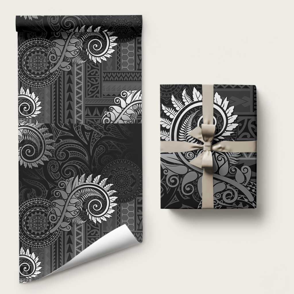 New Zealand Maori Koru Fern Wrapping Paper Spiral Polynesian Style Gray - Polynesian Pride