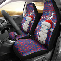 Personalized New Zealand Christmas Car Seat Cover Haka Fern Santa Tiki Meri Kirihimete LT05 - Polynesian Pride