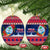 Guam Christmas Ceramic Ornament Guaman Seal Poinsettia Felis Pasgua LT05 Oval Red - Polynesian Pride
