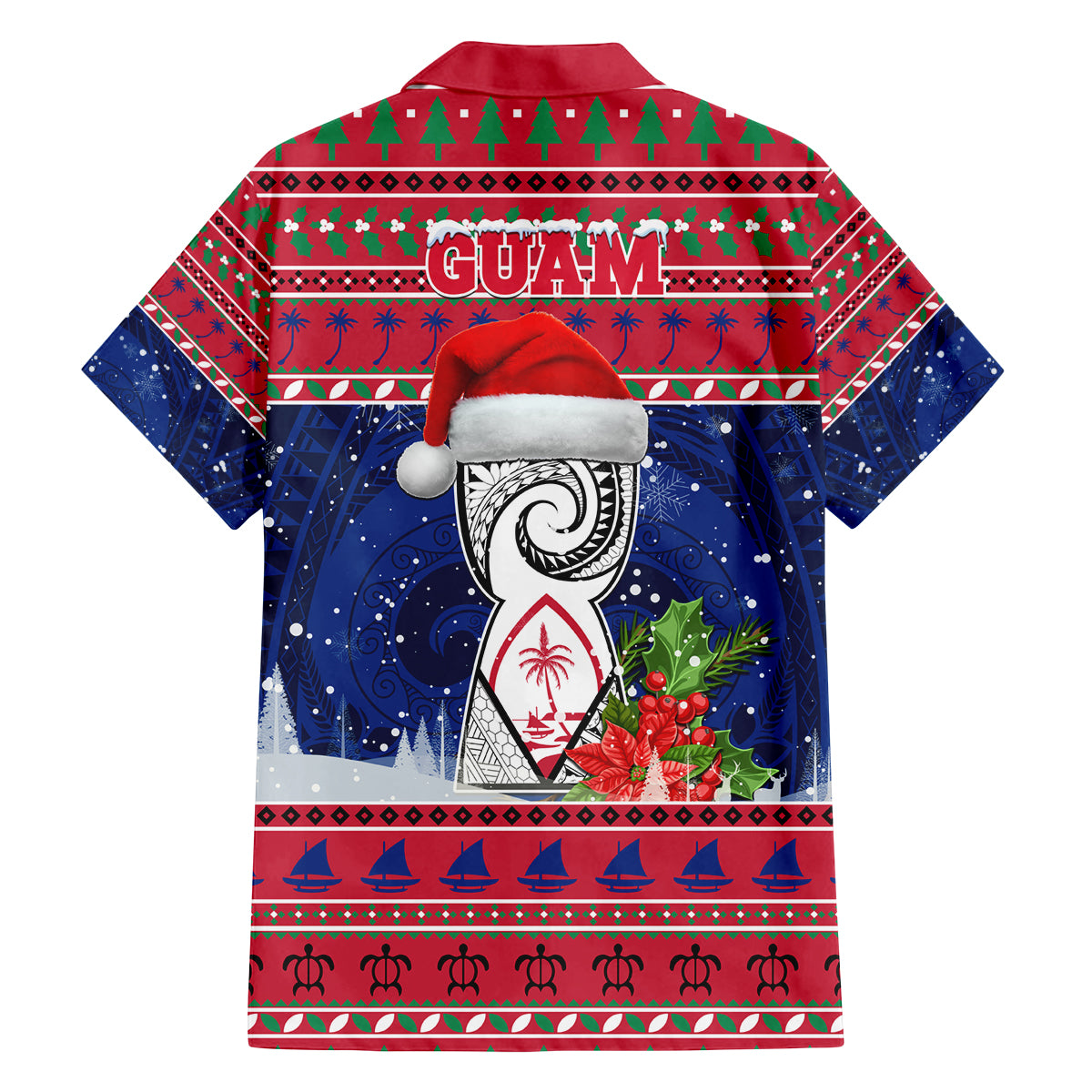 Guam Christmas Family Matching Tank Maxi Dress and Hawaiian Shirt Guaman Seal Poinsettia Felis Pasgua LT05 - Polynesian Pride