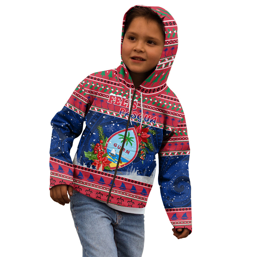 Guam Christmas Kid Hoodie Guaman Seal Poinsettia Felis Pasgua LT05 - Polynesian Pride