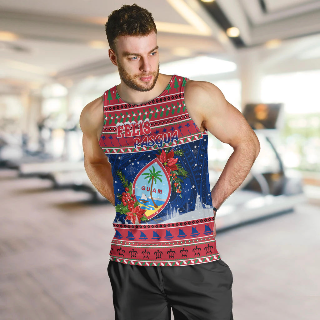 Personalized Guam Christmas Men Tank Top Guaman Seal Poinsettia Felis Pasgua LT05 - Polynesian Pride