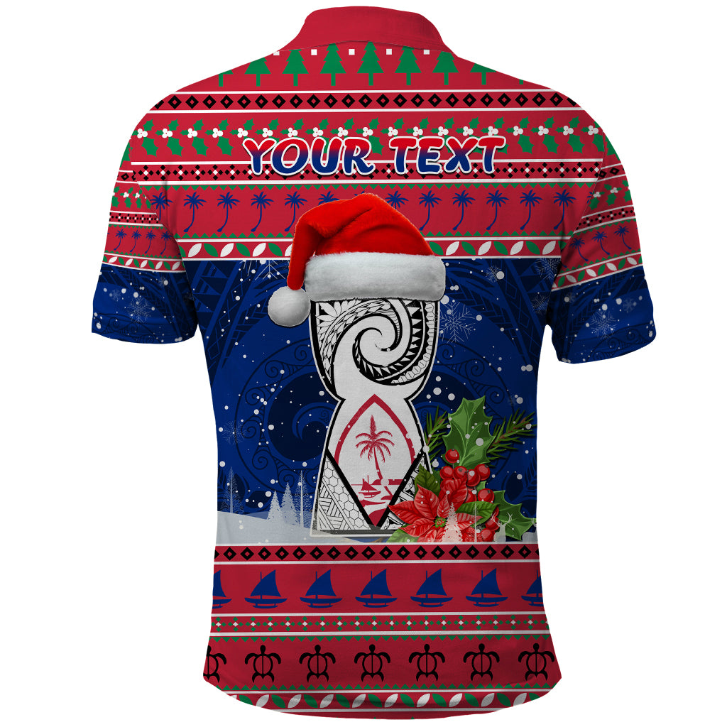 Personalized Guam Christmas Polo Shirt Guaman Seal Poinsettia Felis Pasgua LT05 - Polynesian Pride