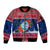 Personalized Guam Christmas Sleeve Zip Bomber Jacket Guaman Seal Poinsettia Felis Pasgua LT05 Unisex Red - Polynesian Pride