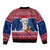 Personalized Guam Christmas Sleeve Zip Bomber Jacket Guaman Seal Poinsettia Felis Pasgua LT05 - Polynesian Pride
