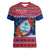 Personalized Guam Christmas Women V Neck T Shirt Guaman Seal Poinsettia Felis Pasgua LT05 Female Red - Polynesian Pride
