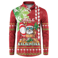 Personalised Hawaii Christmas Button Sweatshirt Funny Santa Claus Surf Mele Kalikimaka