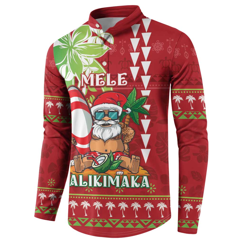Personalised Hawaii Christmas Button Sweatshirt Funny Santa Claus Surf Mele Kalikimaka