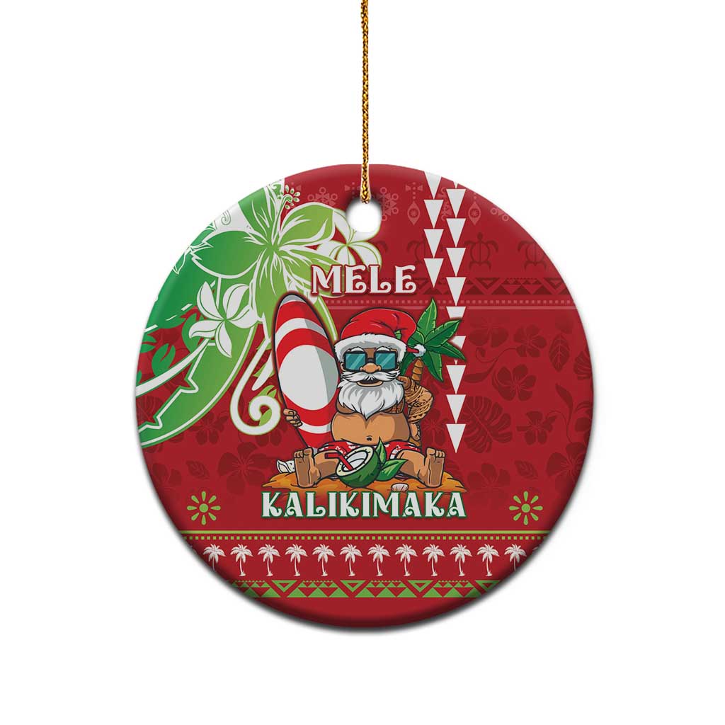 Personalised Hawaii Christmas Ceramic Ornament Funny Santa Claus Surf Mele Kalikimaka