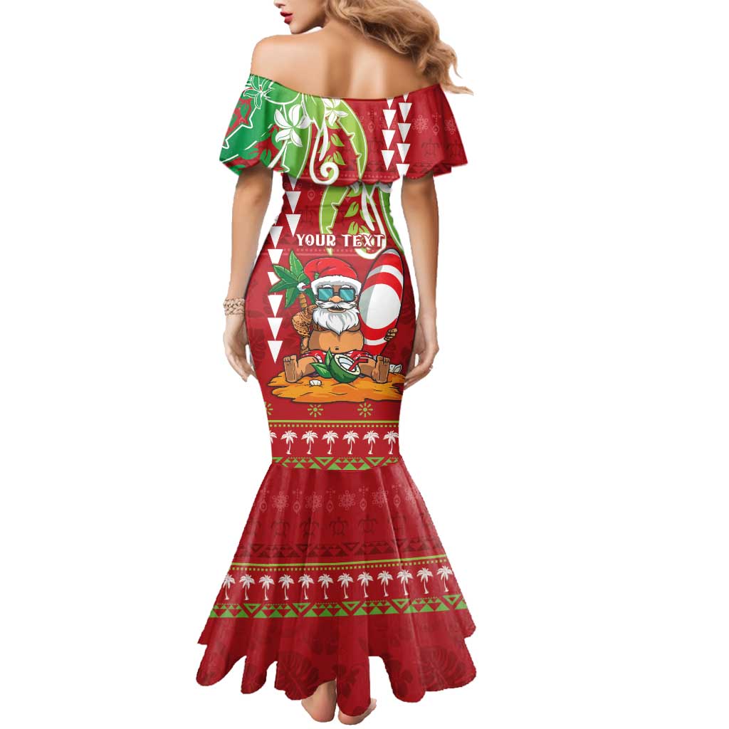 Personalised Hawaii Christmas Family Matching Mermaid Dress and Hawaiian Shirt Funny Santa Claus Surf Mele Kalikimaka LT05 - Polynesian Pride