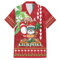 Personalised Hawaii Christmas Family Matching Tank Maxi Dress and Hawaiian Shirt Funny Santa Claus Surf Mele Kalikimaka LT05 Dad's Shirt - Short Sleeve Red - Polynesian Pride